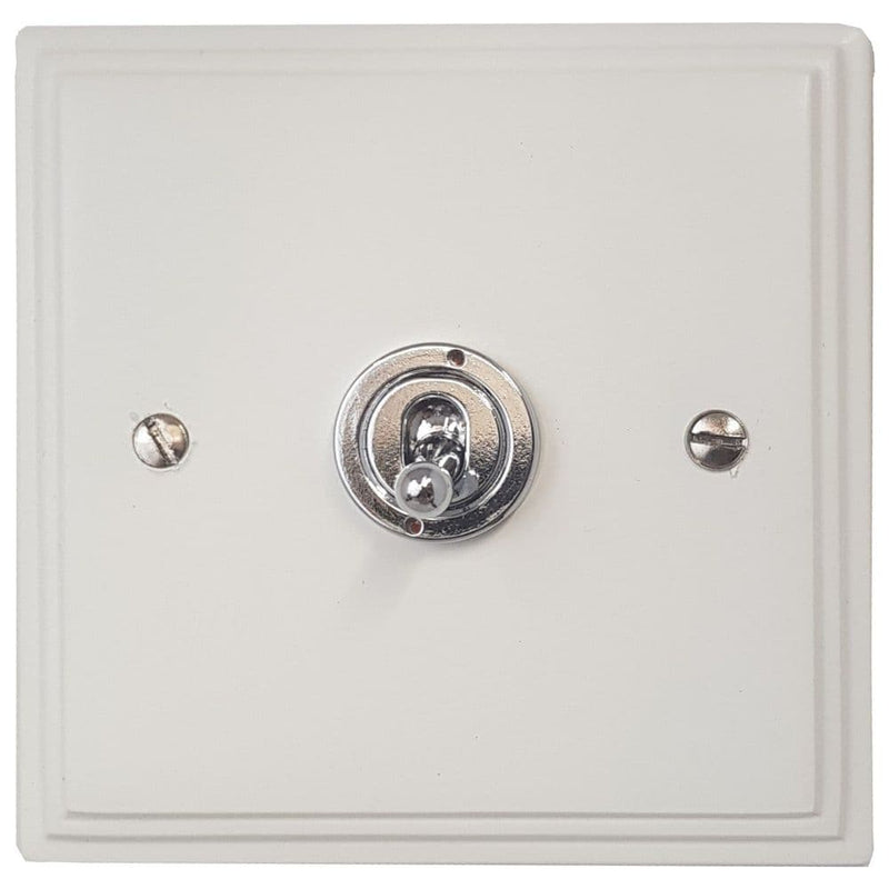 VW81A-PC Victorian Plate Matt White 1 Gang 2 Way Toggle Light Switch