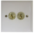 VW82A-PB Victorian Plate Matt White 2 Gang 1 x 2 Way 1 x Intermediate Toggle Light Switch