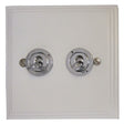 VW82B-PC Victorian Plate Matt White 2 Gang 2 Way Toggle Light Switch