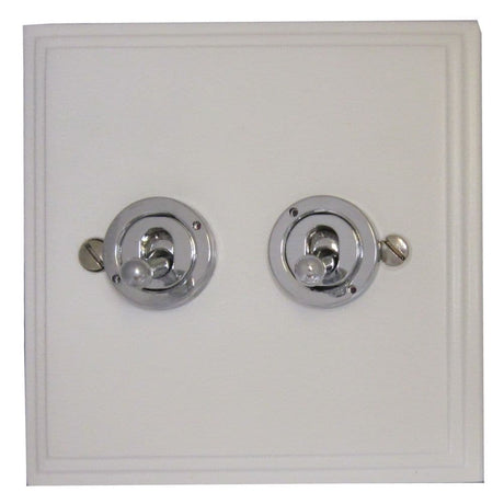 VW82C-PC Victorian Plate Matt White 2 Gang Intermediate Toggle Light Switch