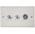 VW83B-PC Victorian Plate Matt White 3 Gang 2 Way Toggle Light Switch