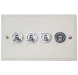 VW84A-PC Victorian Plate Matt White 4 Gang 1 x 2 Way 3 x Intermediate Toggle Light Switch
