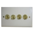 VW84E-PB Victorian Plate Matt White 4 Gang Intermediate Toggle Light Switch