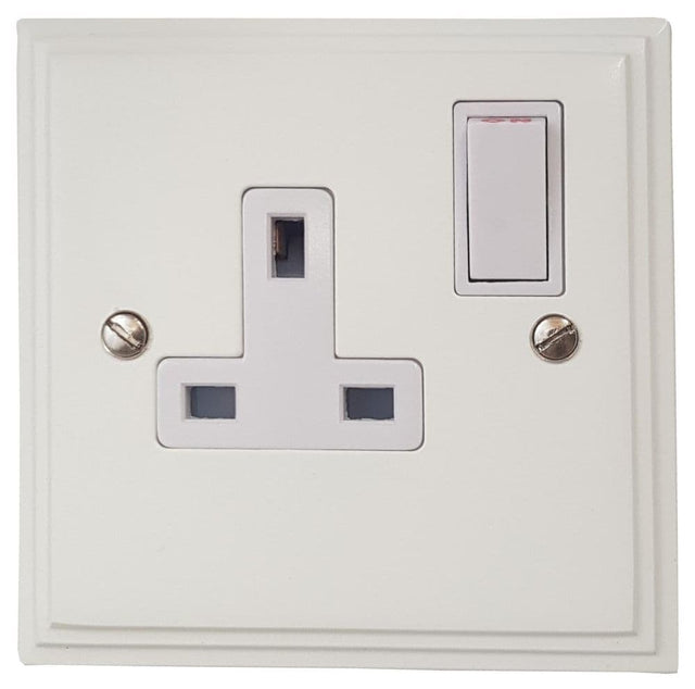 VW9W Victorian Plate Matt White 1 Gang Single 13A Switched Plug Socket