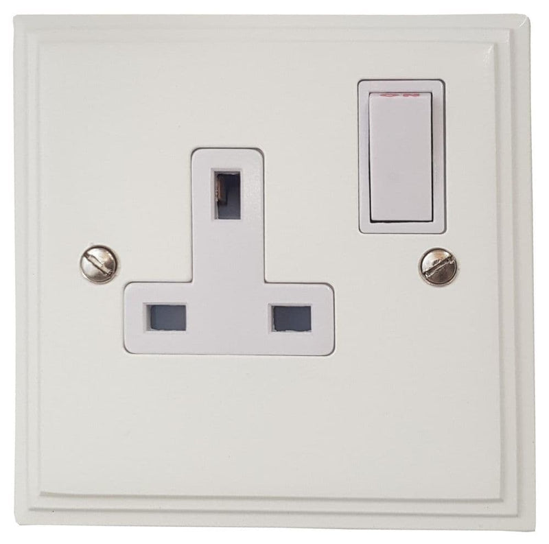 VW9W Victorian Plate Matt White 1 Gang Single 13A Switched Plug Socket